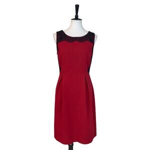 Liz Claiborne Sheath Dress Lace Trim Party Cocktail Red Black Women's Size 6